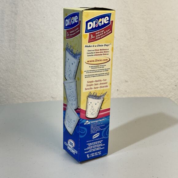 Dixie 2006 Discontinued 3 oz Paper Bathroom Cups Bunny Bear Duck Heart Print New - Picture 2 of 4